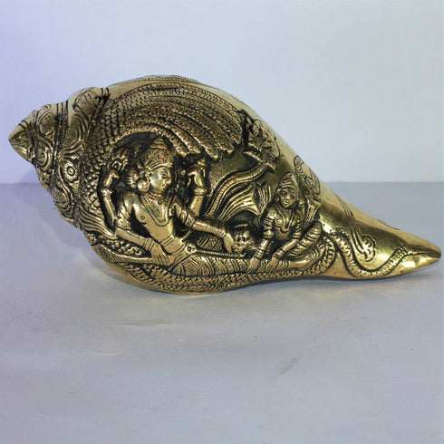 Brass Conch Shell | Pooja Shankh With Lord Vishnu 1634g